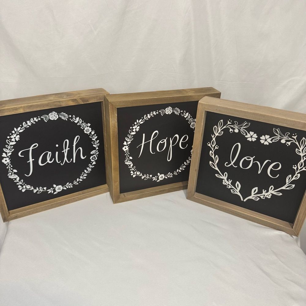 Hope, Faith, Love Wall Art Set – Inspirational Home Decor.